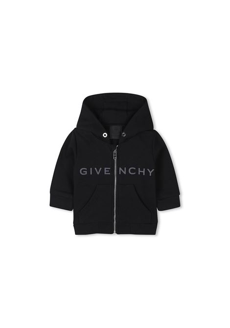 Felpa Zip-Up Nera Con Logo GIVENCHY KIDS | H3063609B